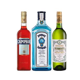 【自营】马天尼/尼格罗尼调酒基酒套装 原瓶进口 洋酒金酒蓝宝石