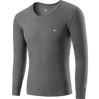 七匹狼纯棉鸡心领保暖内衣V领男