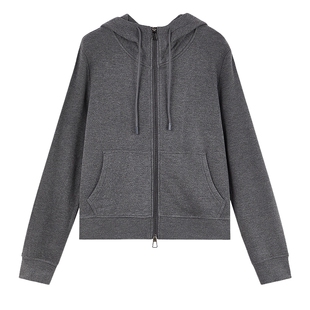 秋水伊人经典连帽卫衣女 2026年春季新款质感百搭大口袋短款外套