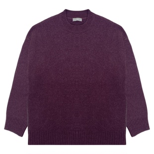 ZB/珍贝早秋新品100%山羊绒圆领落肩女衫百搭上衣宽松百搭/H91087