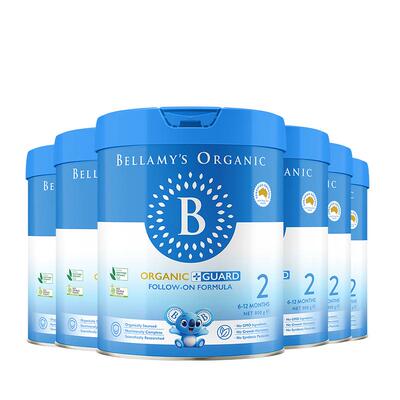 【官方正品】贝拉米有机蓝盾乳铁蛋白2段幼儿奶粉6-12月800g*6罐