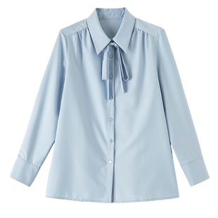 晚白2026春新款面试穿搭衬衣miu系可拆卸系带职业通勤正装衬衫女