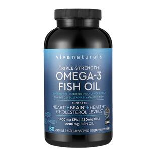 Viva美国进口高纯度rTG深海鱼油DPA天然omega3欧米伽3软胶囊180粒