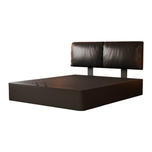 大象耳朵真皮储物床碳素钢铁艺床主卧室薄床头新款软包齐边双人床