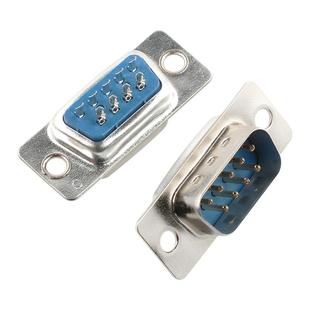 DB9串口连接器插头 母/公头焊线式RS232/485九针接头com插座镀金