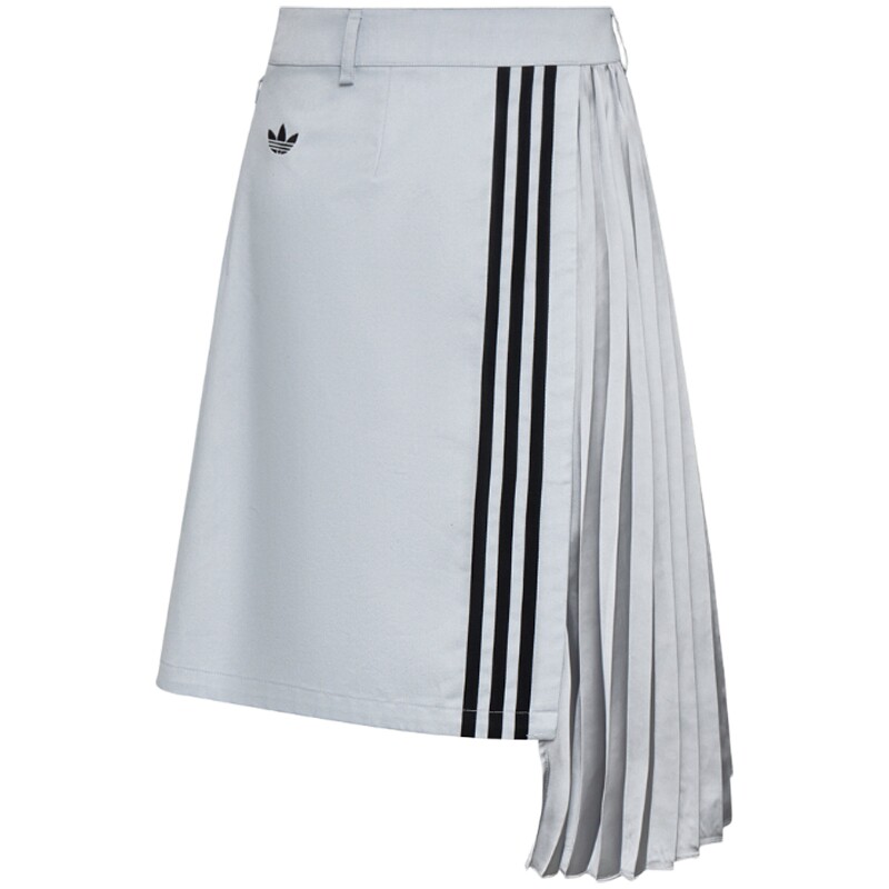 adidas阿迪达斯三叶草女子优雅不对称百褶休闲半身裙LF2338