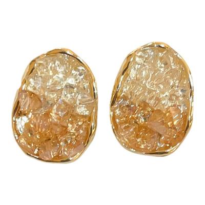 橘色水晶耳钉小巧精致新款时尚