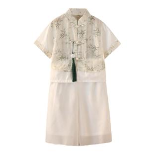 新中式汉服男童夏款国风2025新款唐装套装儿夏装童古装薄款男孩夏