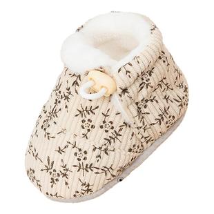 婧麒婴儿鞋子6到12个月步前鞋秋冬款加绒加厚保暖男女宝宝软底鞋