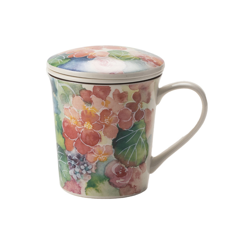 锅小姐美浓烧陶瓷马克杯带盖日本进口高级感轻奢大容量水杯茶杯子