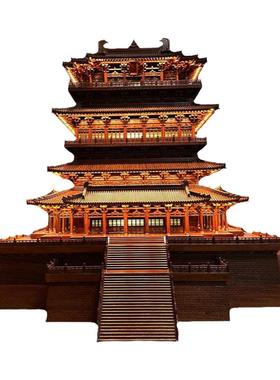 东阳木雕鹳雀楼中国古建筑楠木