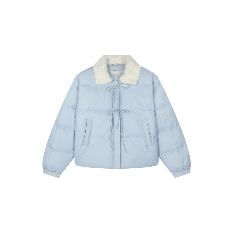 唐狮短款棉衣棉服女2025冬季新款仿羊羔绒撞色翻领宽松小个子棉袄