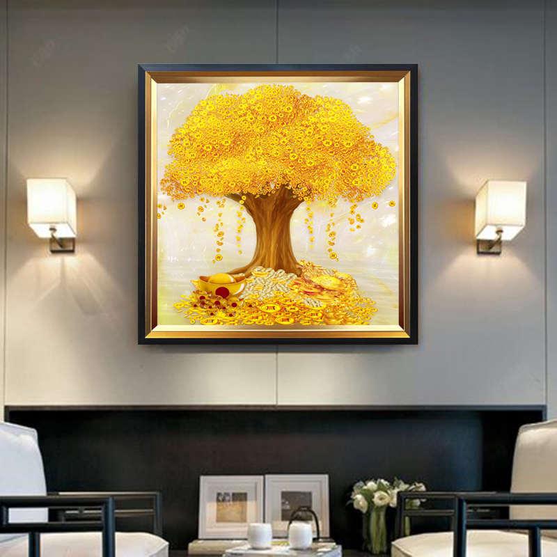 5d高端钻石画2025新款满钻客厅钻石绣diy手工贴钻十字绣摇钱树