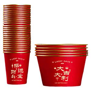 2025蛇年一次性碗野餐餐盒纸碗纸杯家用杯子碗筷套装过年饭盒餐具