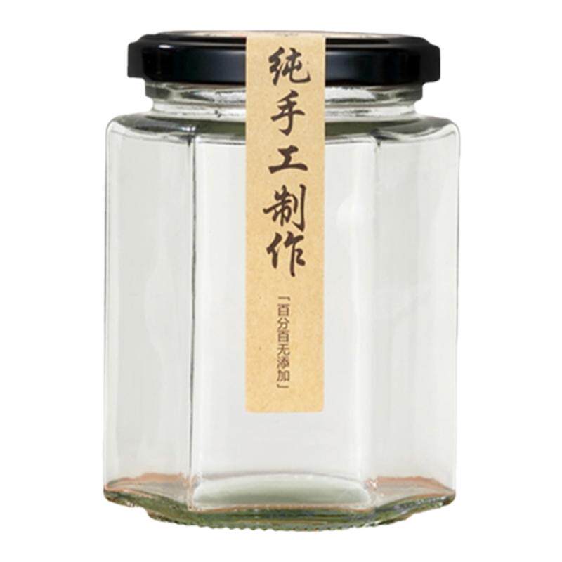 六棱玻璃罐密封食品级小六角带盖空蜂蜜柠檬膏辣椒果酱专用瓶子