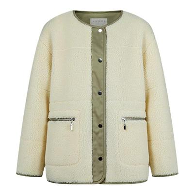 HeyDress圆领撞色摇粒绒外套