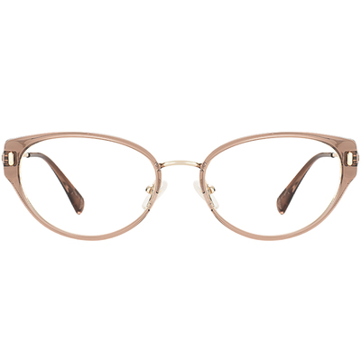 猫眼款茶色纯钛近视眼镜女眼镜框