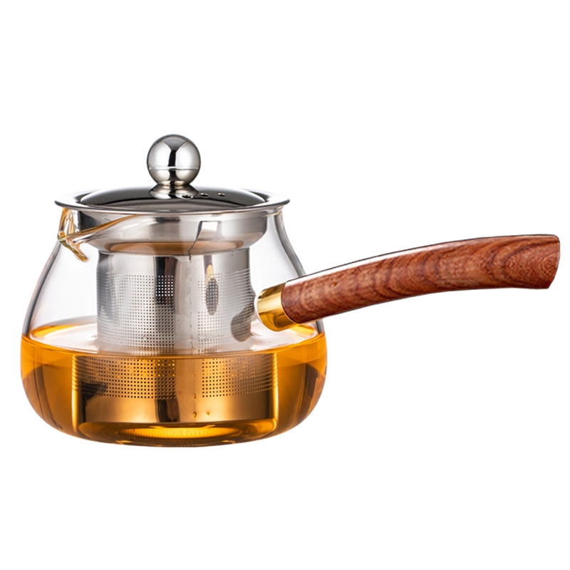 木把玻璃公道杯茶漏一体茶器功道分茶杯日式高档加厚耐热侧把单个