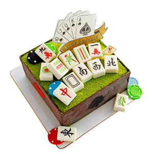 橙路旗舰店男士麻将淡奶油生日蛋糕北京上海广州杭州宁波同城配送