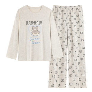 2025新款睡衣女款秋冬款加厚双面磨毛德绒长袖可爱小熊保暖家居服