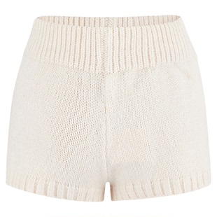 白色针织短裤女秋冬2026新款高腰显瘦毛线裤保暖加绒外穿a字热裤