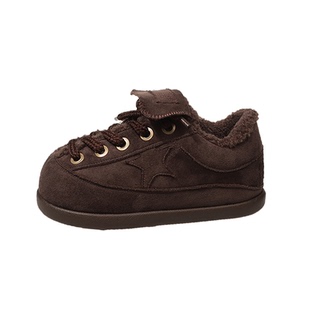 欧货大头丑萌面包鞋女2025冬季新款厚底松糕德训鞋加绒保暖勃肯鞋