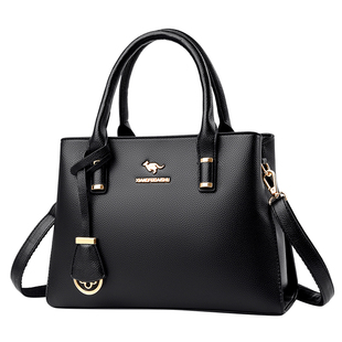 袋鼠真皮手拎包包女2025新款爆款中年妈妈包女士大容量百搭手提包