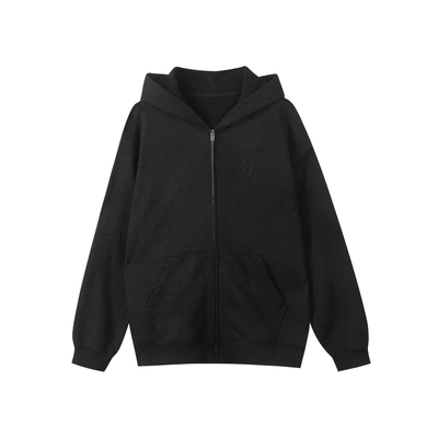 INXXAPYD 简约松弛连帽卫衣男无性别拉链开衫外套宽松帽衫女