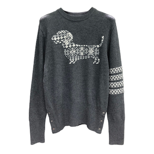 TB雪花小狗针织衫男2026春秋季新款四道杠提花圆领毛衣学院风上衣