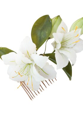 香水百合热缩花簪发梳古风新中式