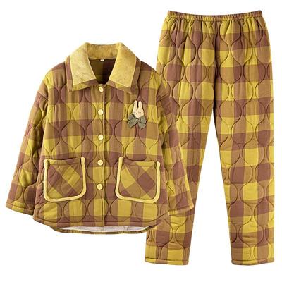 睡衣女士冬季纯棉夹棉家居服