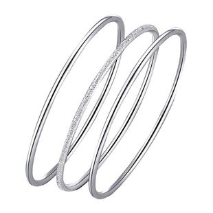 福凤茗三生三世9999平安福多圈纯银手镯足银女时尚百搭情人节礼物