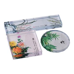 镇尺创意实用文房四宝压书器学生用练字礼品梅兰竹菊水晶镇纸定制