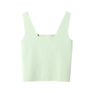 颜域方领修身吊带背心2026早春新款女装时尚内搭打底无袖针织小衫