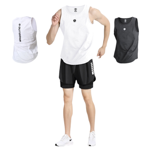 健身衣服男背心夏季短裤跑步装备田径马拉松篮球训练速干运动套装