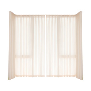 镜面纱2026新款免打孔透光不透人窗纱防晒防热奶油风客厅飘窗窗帘