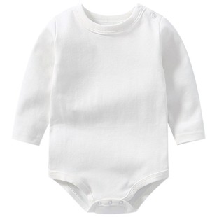 婴儿包屁衣春秋秋衣三角哈衣长袖纯棉宝宝打底连体衣服包臀内衣白