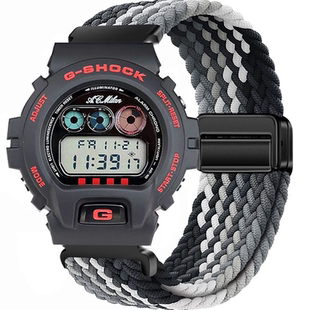 适用卡西欧G-SHOCK小方块DW-6900手表带dw6900磁吸编织透气腕带
