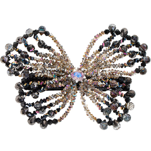 兰诺水晶蝴蝶发夹女2026新款高端后脑勺夹子头饰半扎发一字弹簧夹