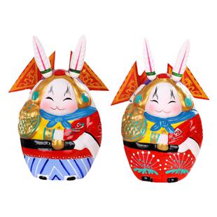 吉兔坊北京兔儿爷玄关客厅居装饰品摆件非遗泥彩塑祝福手工艺礼品