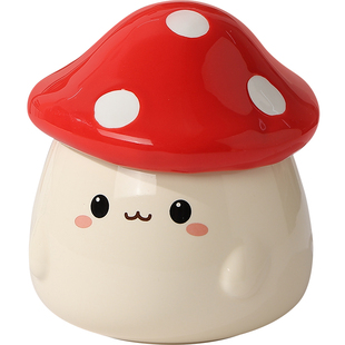 蘑菇马克杯带盖陶瓷水杯家用情侣杯特别好看的杯子礼盒可爱早餐杯