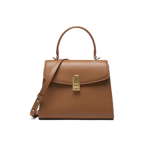 拉菲斯汀凯莉包2026新款棕色复古大容量斜挎包小众真皮女包手提包