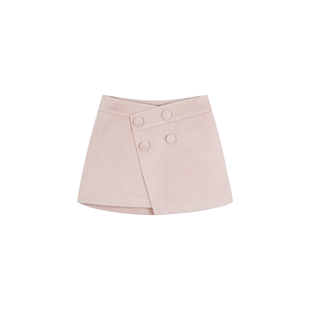 安妮不火 纯色百搭遮胯A字毛呢半身短裙女微胖大码不规则小短裙子