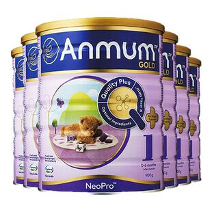 ANMUM安满婴幼儿奶粉1段900g新西兰原装进口DHA连动配方6罐装