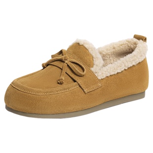 红蜻蜓雪地靴女冬季新款女鞋一脚蹬豆豆棉鞋软底加绒勃肯鞋毛毛鞋