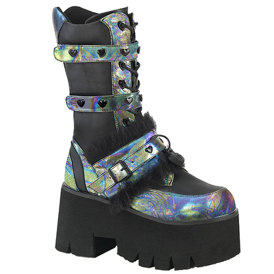 美国代购镂空厚底系带短筒靴