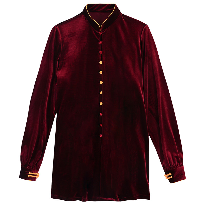 秋冬新款金丝绒太极服套装男女中长款加厚南韩绒太极拳练功服晨练