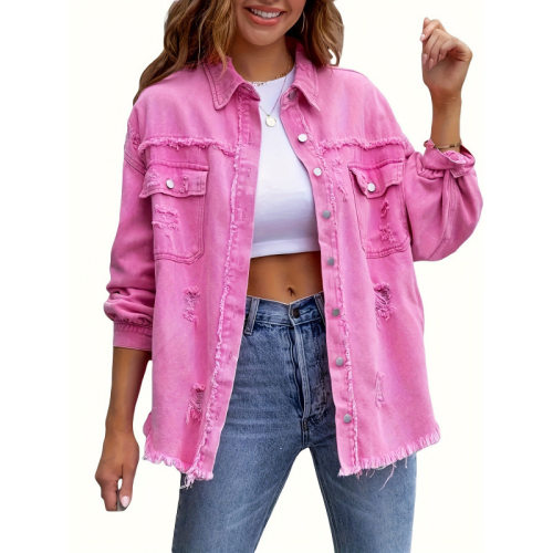 O 37868 Loose Ripped Denim Jacket 宽松破洞牛仔外套欧美流行爆
