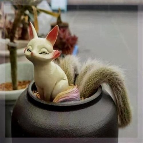 狐狸摆件狐狸渐变茶宠变色摆件呆萌雪狐小侧面狐狸花盆盆栽饰品摆
