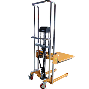 力拓中用手动小堆高车轻便型液压装卸升高叉车升降小型厂用万向轮